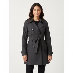 Classic Women's Black Trench Coat LG